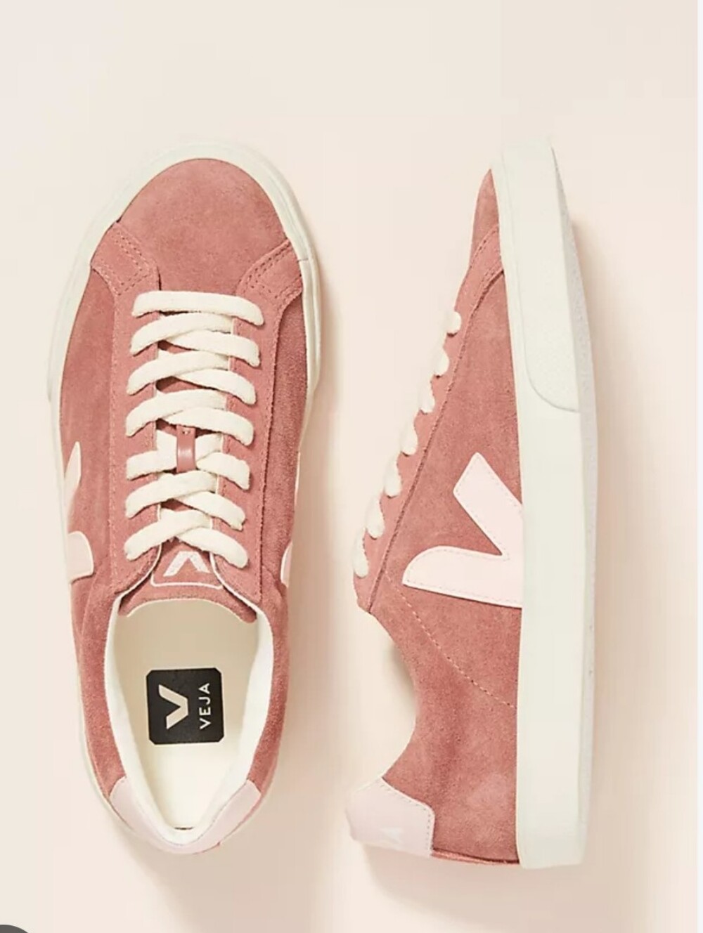Veja X Madewell Campo Dusty Rose Suede Sneakers with Cream Accents